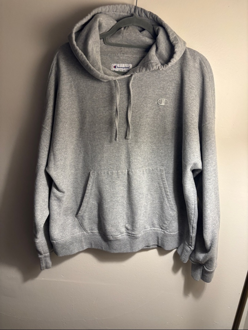 Champion Gray Crewneck Hoodie with Subtle Logo